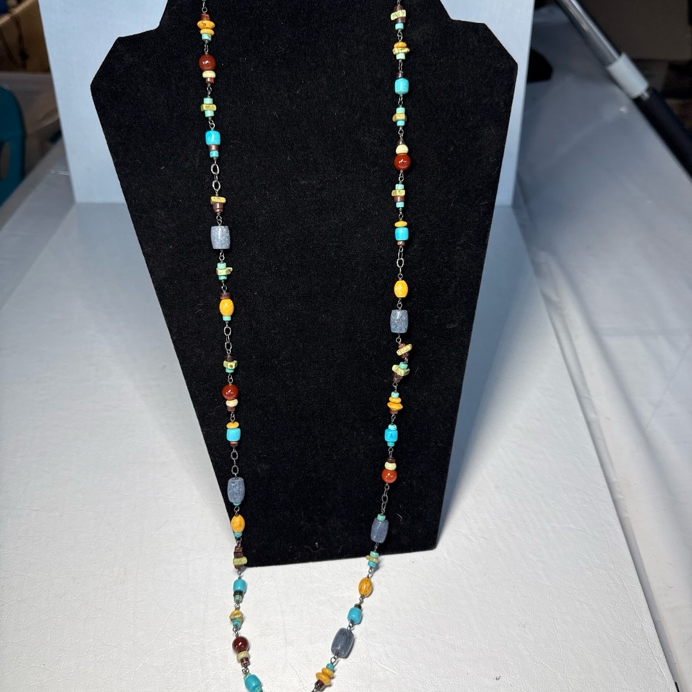 Silpada N1676  Multi Stone Necklace, 35" Howlite, Jasper, Coral, Tiger Eye